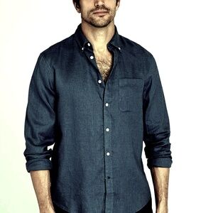 Long Sleeve Solid Linen Shirt - Brand New - NEVER WORN - Indigo